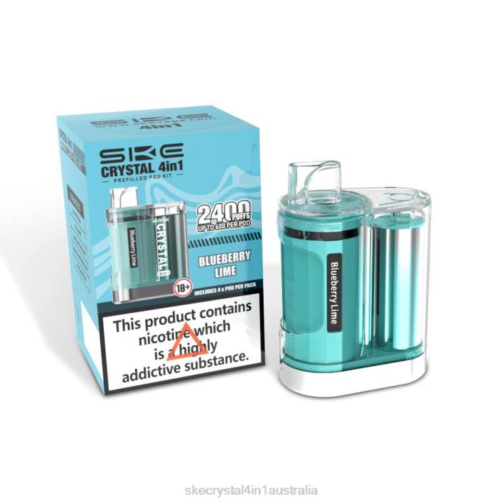 SKE Crystal 2400 4 in 1 Pod Kit Blueberry Lime FJRP6 SKE Vape Flavours