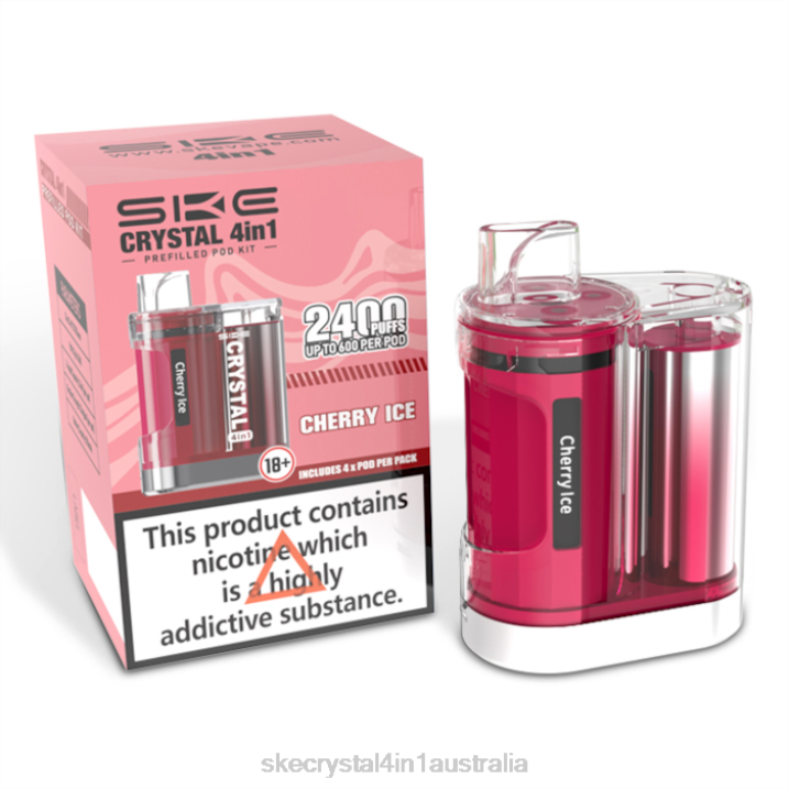 SKE Crystal 2400 4 in 1 Pod Kit Cherry Ice FJRP99 SKE Vape Authentication